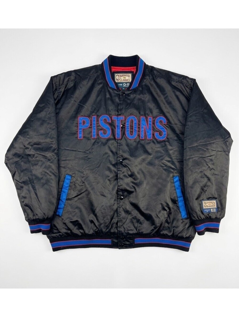 G-III Detroit Pistons Hardwood Classics Satin Jacket XL Faux Leather Varsity